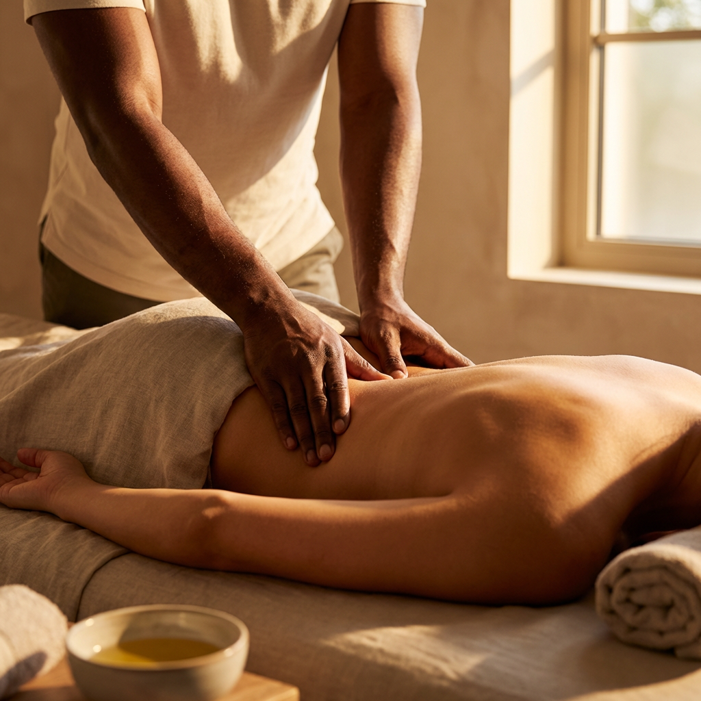 Deep fascia massage therapy hands at work