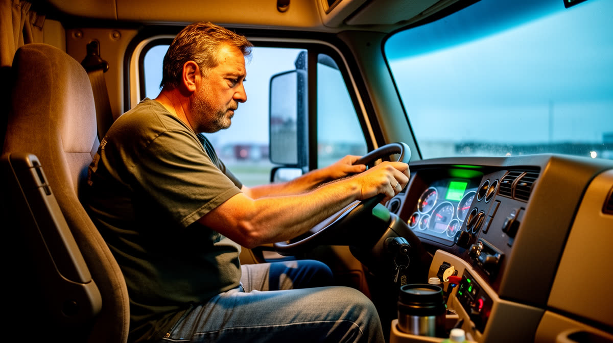 Driver stepping out of cab holding hip — lateral line and psoas seizure