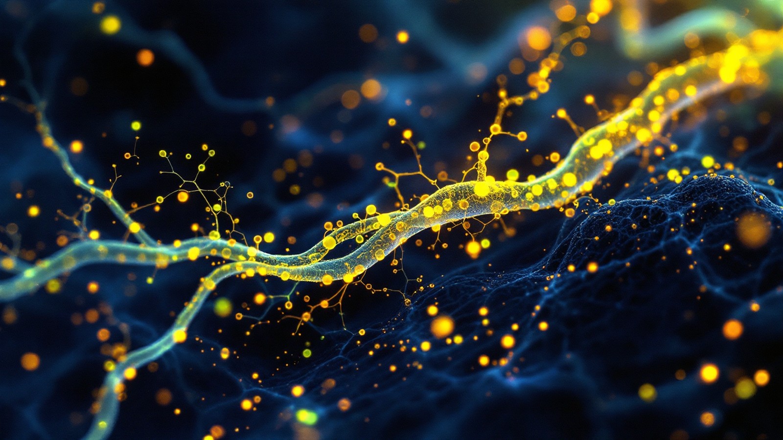 Bioluminescent cellular network showing the protein machinery inside human tissue